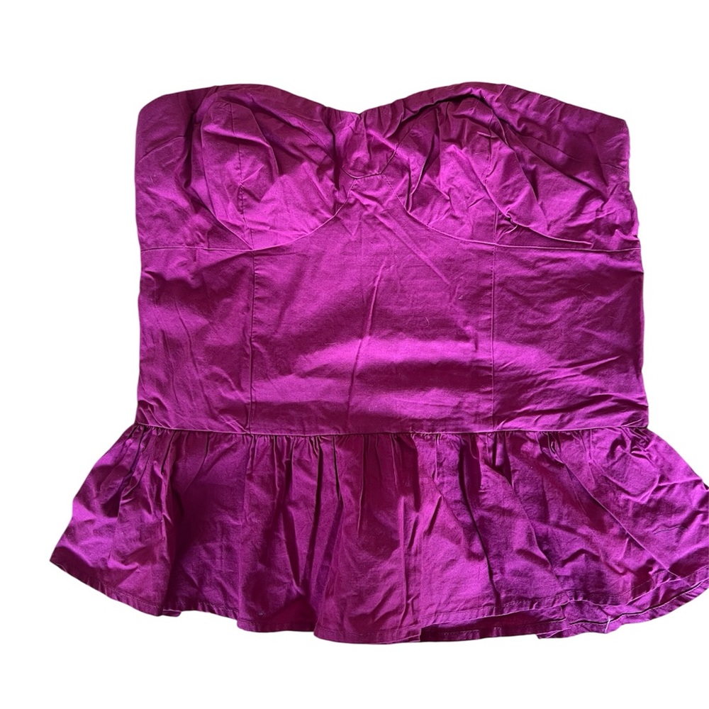 Charlotte Russe Bright Pink Strapless Peplum Tank Top